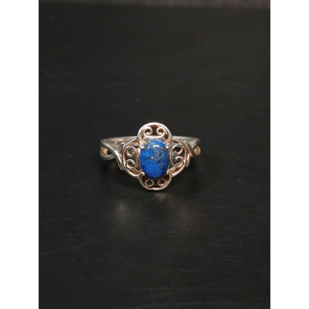 Sterling Silver Lapis Lazuli Filigree Ring Size 9